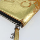 CHANEL Long Wallet Leather Gold Silver CC Auth 149215-14