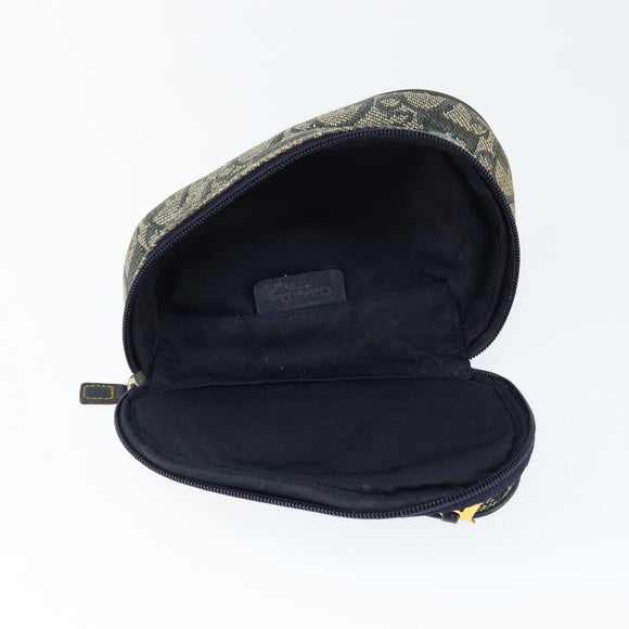 Christian Dior Trotter Canvas Saddle Pouch Navy Gold Auth 149216
