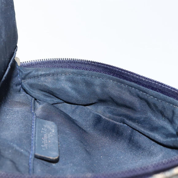 Christian Dior Trotter Canvas Saddle Pouch Navy Gold Auth 149216