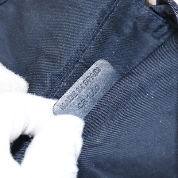 Christian Dior Trotter Canvas Saddle Pouch Navy Gold Auth 149216