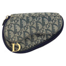 Christian Dior Trotter Canvas Saddle Pouch Navy Gold Auth 149216-13