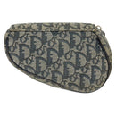 Christian Dior Trotter Canvas Saddle Pouch Navy Gold Auth 149216-2