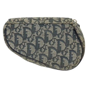 Christian Dior Trotter Canvas Saddle Pouch Navy Gold Auth 149216 - 0