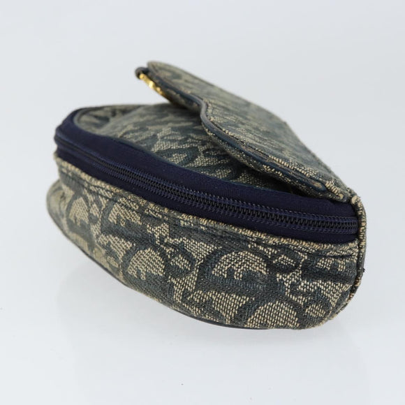 Christian Dior Trotter Canvas Saddle Pouch Navy Gold Auth 149216