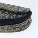 Christian Dior Trotter Canvas Saddle Pouch Navy Gold Auth 149216-14
