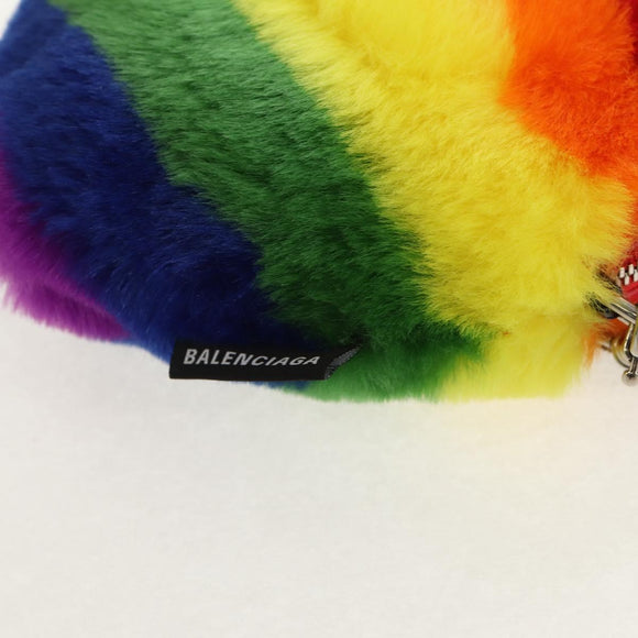 BALENCIAGA Shoulder Bag Fur Rainbow 677903 Auth 149218M