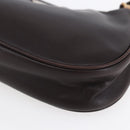 PRADA Accessory Pouch Leather Dark Brown Gold Auth 149220V-14