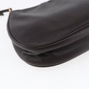 PRADA Accessory Pouch Leather Dark Brown Gold Auth 149220V-17