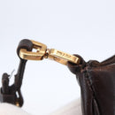 PRADA Accessory Pouch Leather Dark Brown Gold Auth 149220V-9
