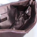 PRADA Accessory Pouch Leather Dark Brown Gold Auth 149220V-20