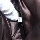 PRADA Accessory Pouch Leather Dark Brown Gold Auth 149220V-11