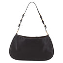 PRADA Accessory Pouch Leather Dark Brown Gold Auth 149220V-2