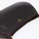 PRADA Accessory Pouch Leather Dark Brown Gold Auth 149220V-6