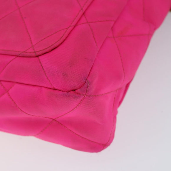 CHANEL Matelasse Chain Shoulder Bag Nylon Pink Gold CC Auth 149222