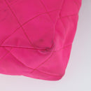 CHANEL Matelasse Chain Shoulder Bag Nylon Pink Gold CC Auth 149222-15