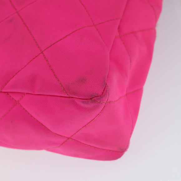 CHANEL Matelasse Chain Shoulder Bag Nylon Pink Gold CC Auth 149222