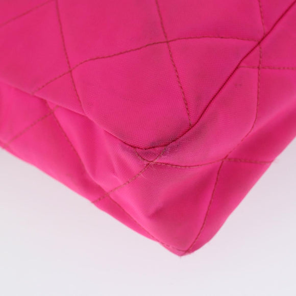 CHANEL Matelasse Chain Shoulder Bag Nylon Pink Gold CC Auth 149222