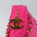CHANEL Matelasse Chain Shoulder Bag Nylon Pink Gold CC Auth 149222-17