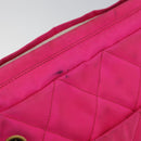 CHANEL Matelasse Chain Shoulder Bag Nylon Pink Gold CC Auth 149222-10