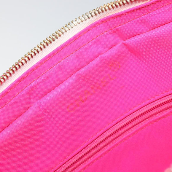 CHANEL Matelasse Chain Shoulder Bag Nylon Pink Gold CC Auth 149222