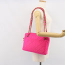 CHANEL Matelasse Chain Shoulder Bag Nylon Pink Gold CC Auth 149222-23