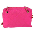 CHANEL Matelasse Chain Shoulder Bag Nylon Pink Gold CC Auth 149222-2