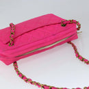 CHANEL Matelasse Chain Shoulder Bag Nylon Pink Gold CC Auth 149222-6