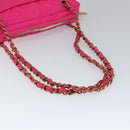 CHANEL Matelasse Chain Shoulder Bag Nylon Pink Gold CC Auth 149222-7