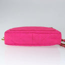 CHANEL Matelasse Chain Shoulder Bag Nylon Pink Gold CC Auth 149222-5