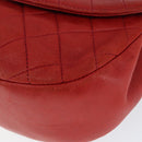 CHANEL Matelasse Chain Shoulder Bag Lamb Skin Red Gold CC Auth 149223-8