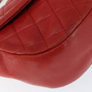 CHANEL Matelasse Chain Shoulder Bag Lamb Skin Red Gold CC Auth 149223-15