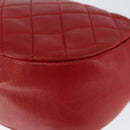 CHANEL Matelasse Chain Shoulder Bag Lamb Skin Red Gold CC Auth 149223-16