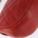 CHANEL Matelasse Chain Shoulder Bag Lamb Skin Red Gold CC Auth 149223-17