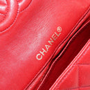 CHANEL Matelasse Chain Shoulder Bag Lamb Skin Red Gold CC Auth 149223-19