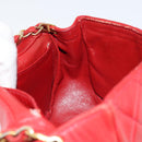 CHANEL Matelasse Chain Shoulder Bag Lamb Skin Red Gold CC Auth 149223-20