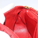 CHANEL Matelasse Chain Shoulder Bag Lamb Skin Red Gold CC Auth 149223-21