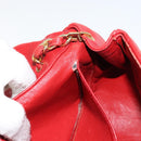 CHANEL Matelasse Chain Shoulder Bag Lamb Skin Red Gold CC Auth 149223-22