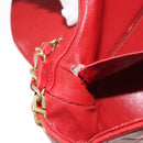 CHANEL Matelasse Chain Shoulder Bag Lamb Skin Red Gold CC Auth 149223-11