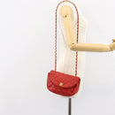 CHANEL Matelasse Chain Shoulder Bag Lamb Skin Red Gold CC Auth 149223-24