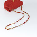 CHANEL Matelasse Chain Shoulder Bag Lamb Skin Red Gold CC Auth 149223-7
