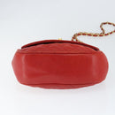 CHANEL Matelasse Chain Shoulder Bag Lamb Skin Red Gold CC Auth 149223-5