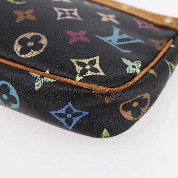 LOUIS VUITTON Multicolor Pochette Accessoires Täschchen Schwarz M92648 LV Auth 149228