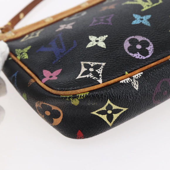 LOUIS VUITTON Multicolor Pochette Accessoires Täschchen Schwarz M92648 LV Auth 149228