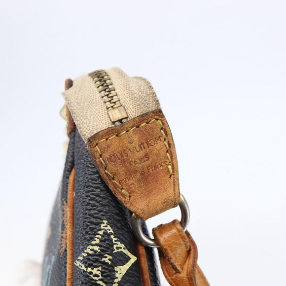 LOUIS VUITTON Multicolor Pochette Accessoires Pouch Black M92648 LV Auth 149228