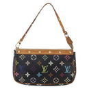 LOUIS VUITTON Multicolor Pochette Accessoires Pouch Black M92648 LV Auth 149228-13
