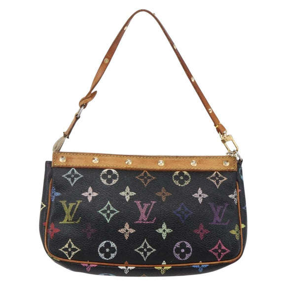 LOUIS VUITTON Multicolor Pochette Accessoires Täschchen Schwarz M92648 LV Auth 149228