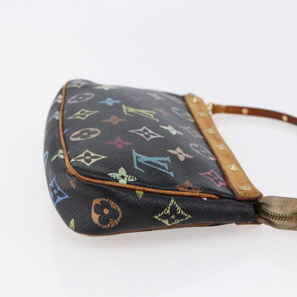 LOUIS VUITTON Multicolor Pochette Accessoires Pouch Black M92648 LV Auth 149228