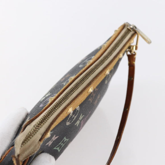 LOUIS VUITTON Multicolor Pochette Accessoires Pouch Black M92648 LV Auth 149228