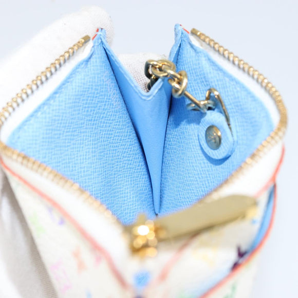 LOUIS VUITTON Multicolor Pochette ClesNM Coin Purse White M93734 LV Auth 149233V
