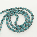 CHANEL Matelasse 20 Chain Bag Cotton Turquoise Blue Silver CC Auth 149236SAM-16
